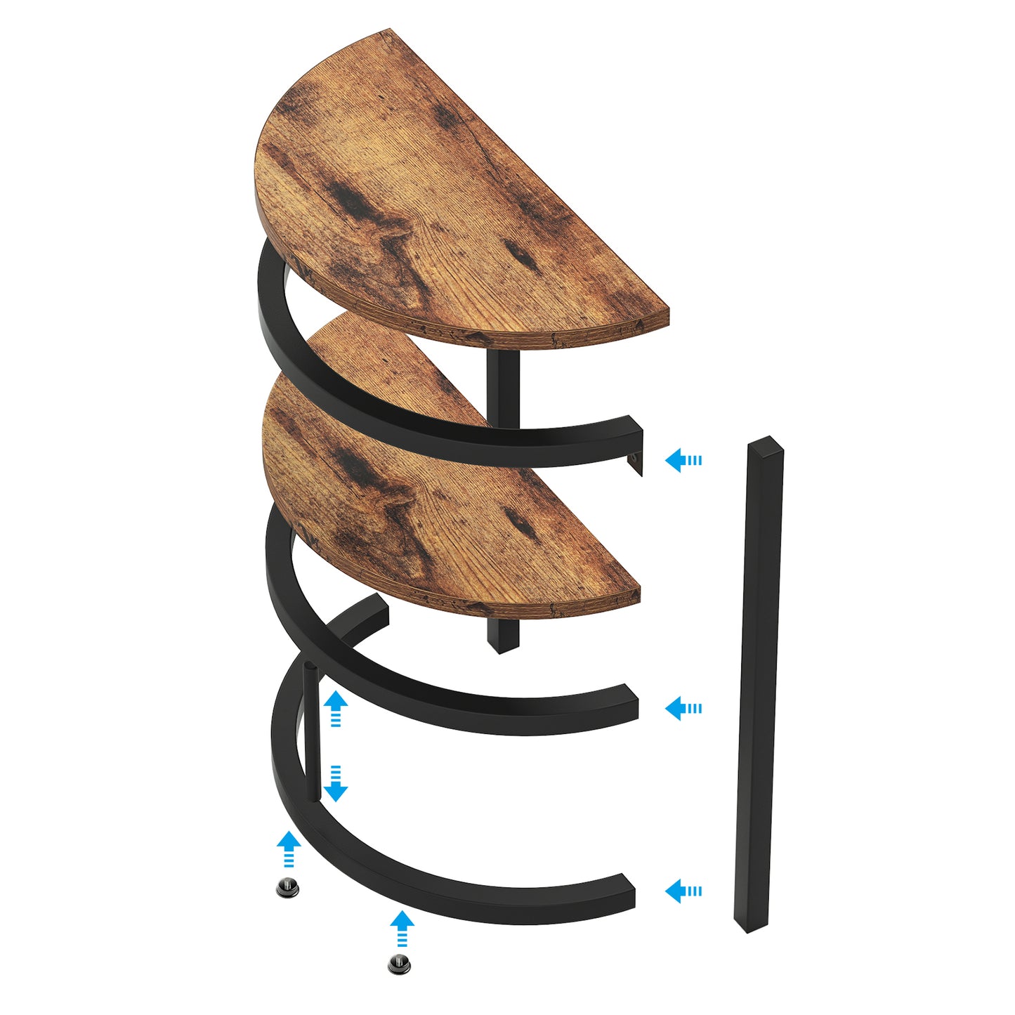 Tribesigns 2-Tier End Table, Half Round Side Table with Storage Shelf