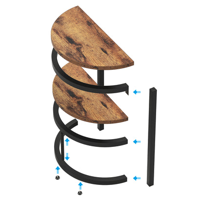 Tribesigns 2-Tier End Table, Half Round Side Table with Storage Shelf