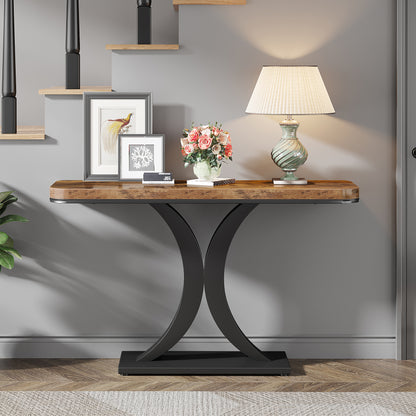 40" Console Table, Narrow Entryway Foyer Table with Geometric Base