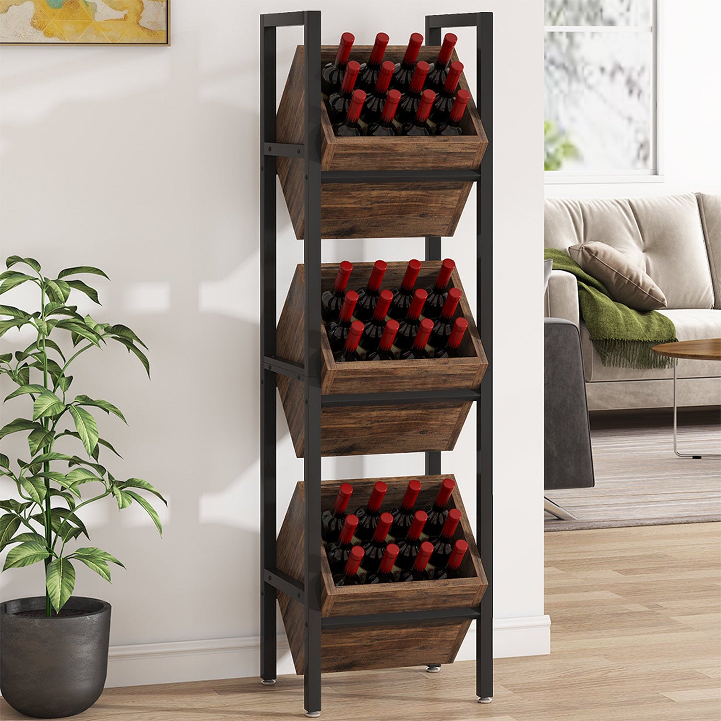 Wine Rack, 3 Tier Freestanding Wine Storage Stand Tribesigns