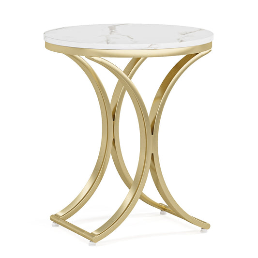 Round End Table Sofa Side Table Small Coffee Table with Metal Frame Tribesigns