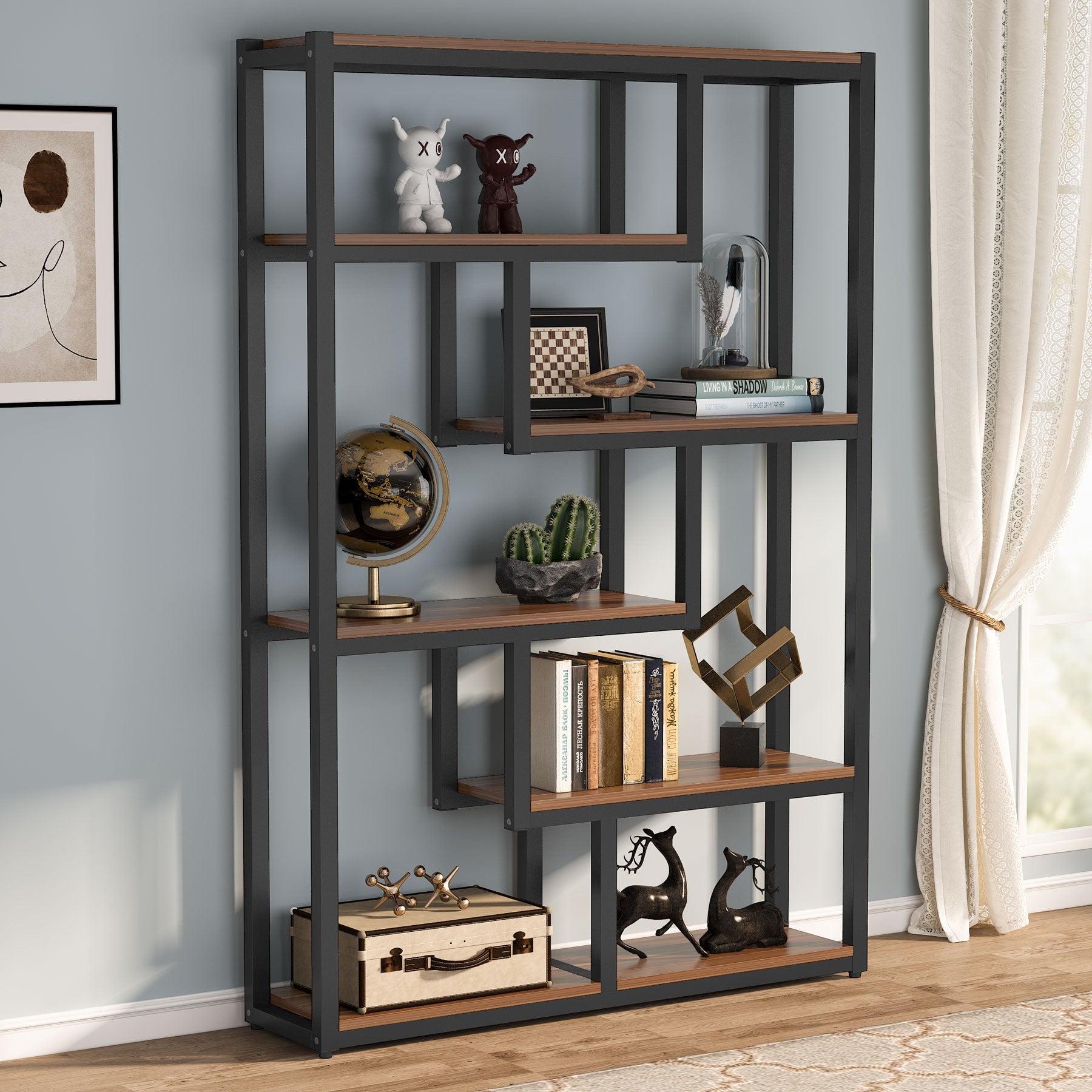 Tribesigns 5-Tier Industrial Bookshelf, Vintage Etagere Bookcase Tribesigns