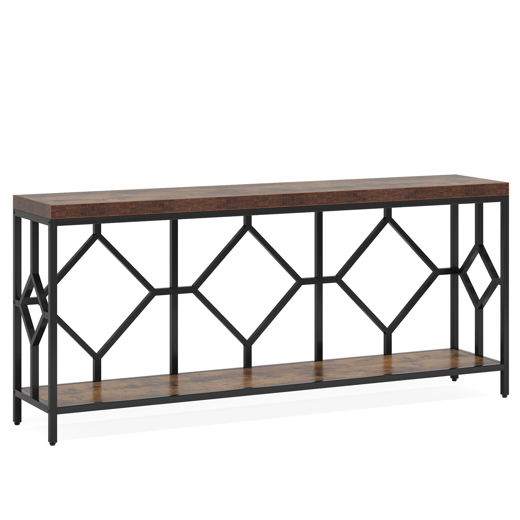 2-Tier Console Table, 71" Extra Long Sofa Table with Open Storage Shelf Tribesigns