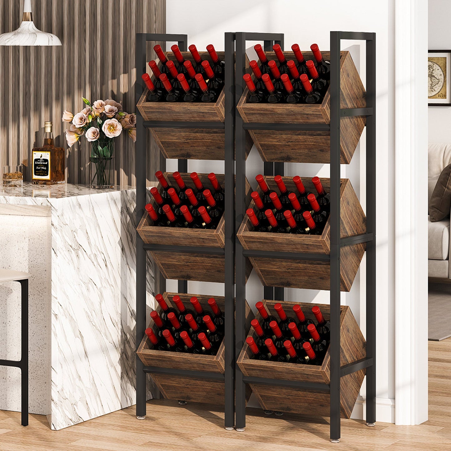 Wine Rack, 3 Tier Freestanding Wine Storage Stand Tribesigns