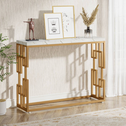 Modern Console Table, 42.5" Sofa Foyer Table with Faux Marble Tabletop Tribesigns