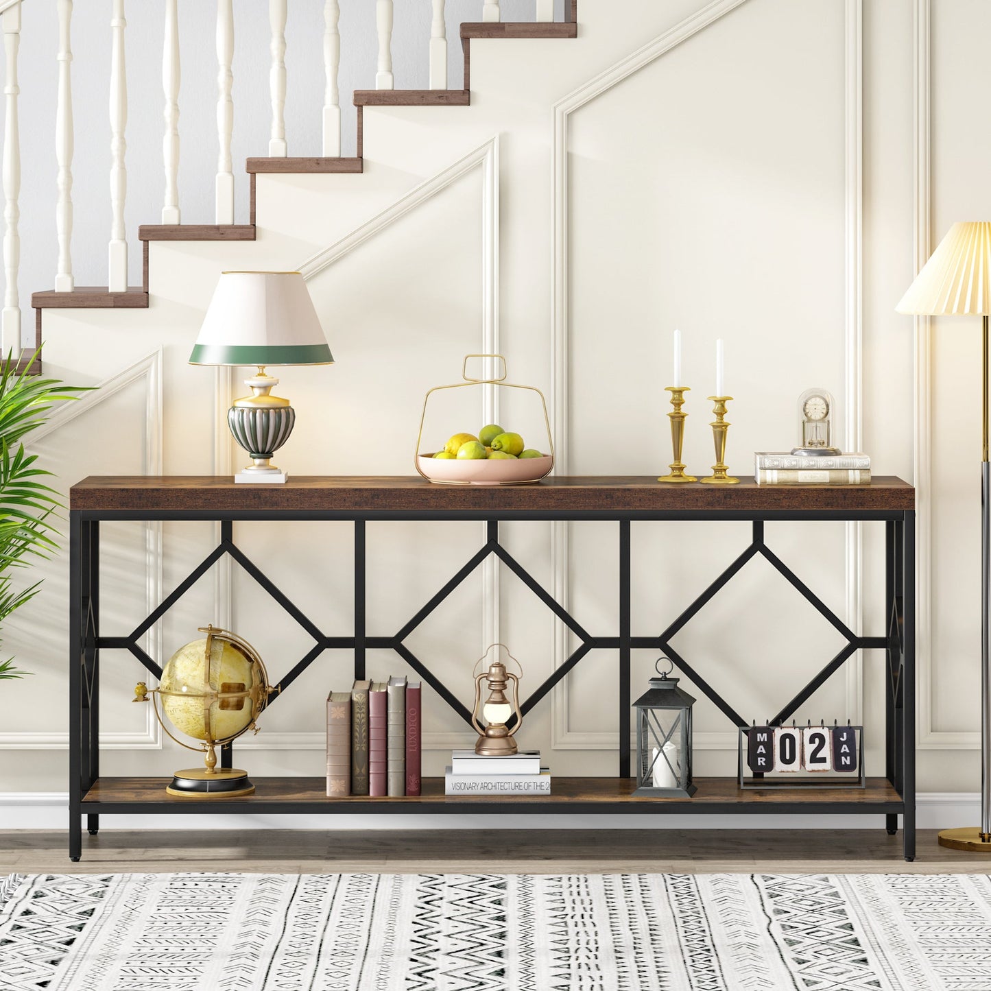 Console Table, 71" Extra Long Sofa Table with Open Storage Shelf Tribesigns