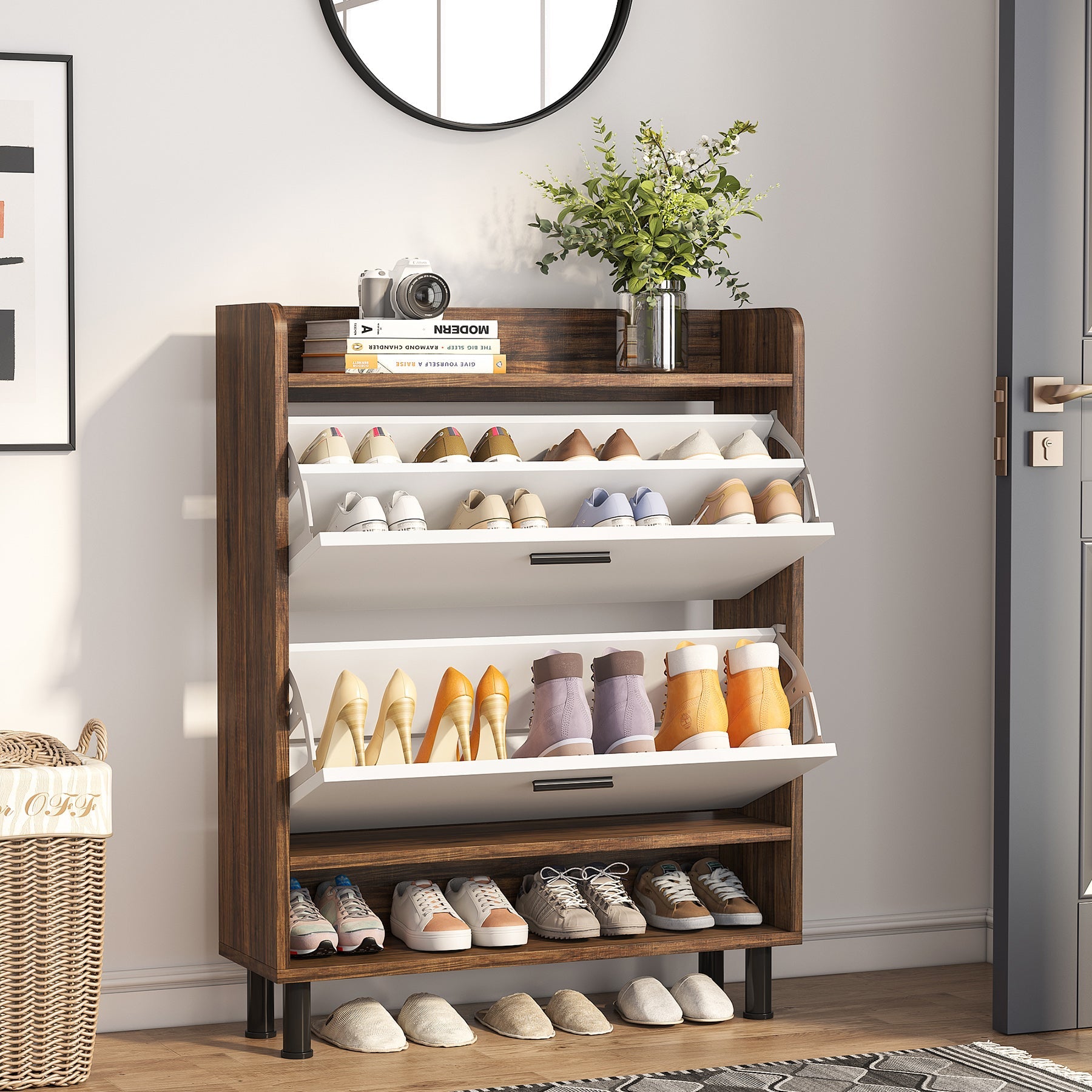 Tribesigns Shoe Storage Cabinet, 3-Tier Shoe Organizer Rack Tribesigns