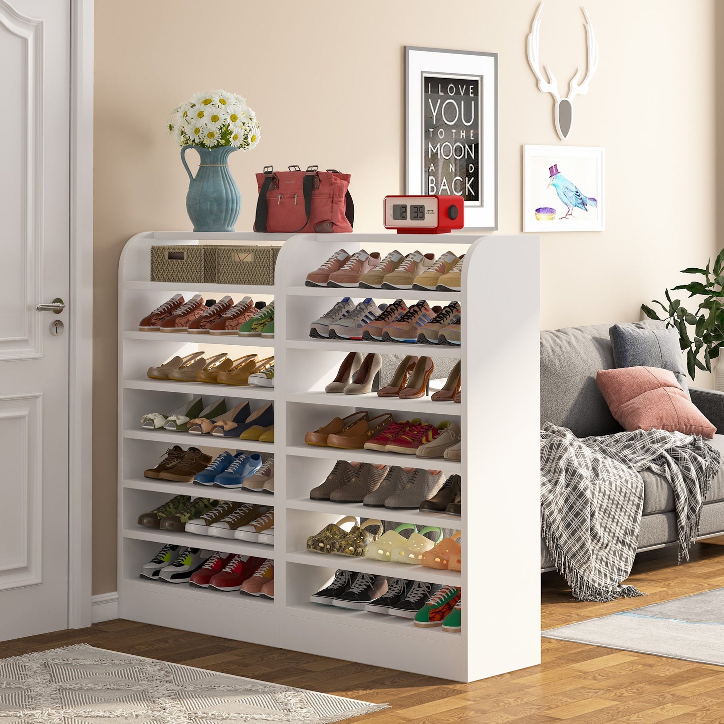 8-Tier Shoe Rack, Wooden Shoe Shelf Shoe Storage Cabinet Tribesigns