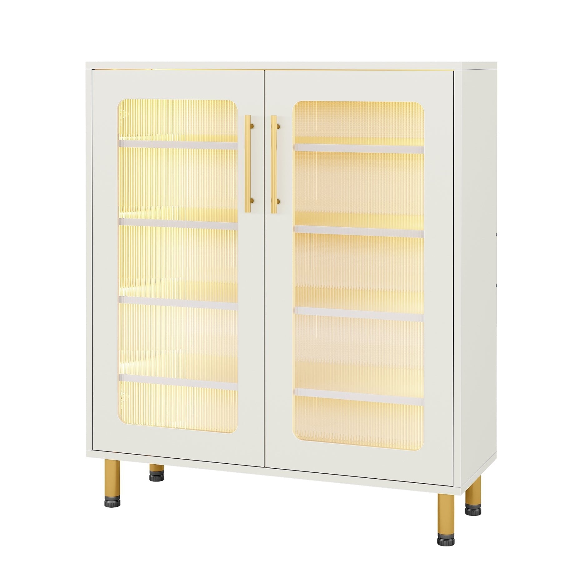 Modern Sideboard Buffet Storage Cabinet with LED Light & Acrylic Doors Tribesigns