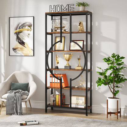 6-Tier Bookshelf, 70.9" Industrial Bookcase Display Shelf Tribesigns