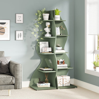 5 - Tier Corner Shelf, Modern Wall Corner Bookshelf Bookcase Tribesigns