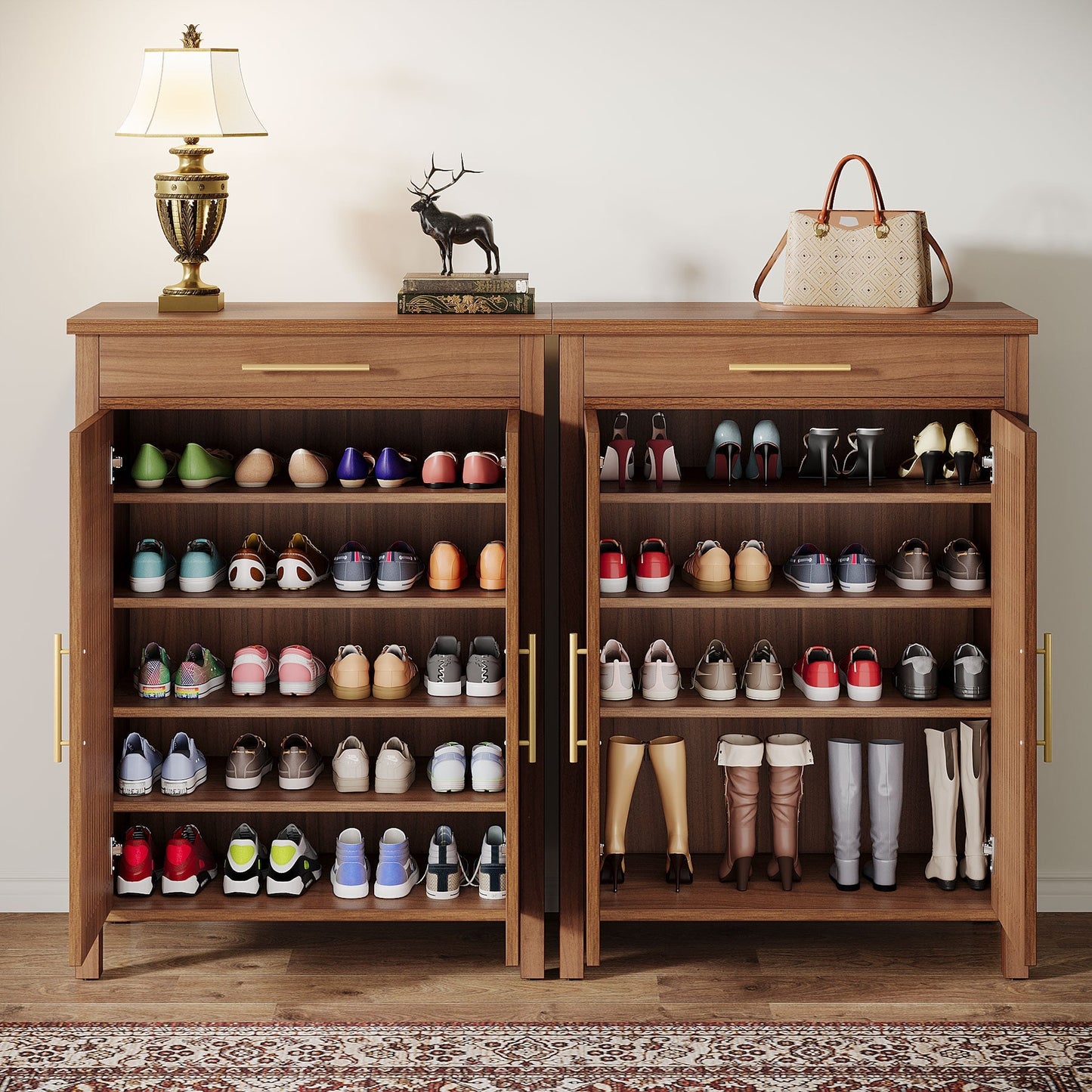 5 - Tier Shoe Cabinet, Freestanding Shoe Rack Organizer with Adjustable Shelves Tribesigns