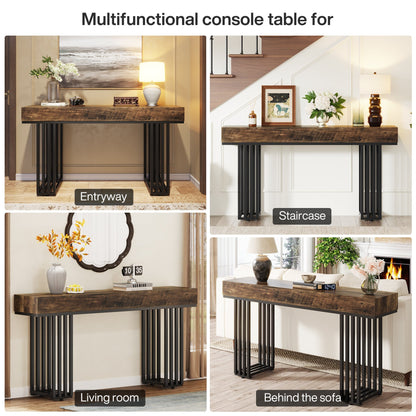 55-inch Console Table, Modern Entryway Table with Metal Legs Tribesigns