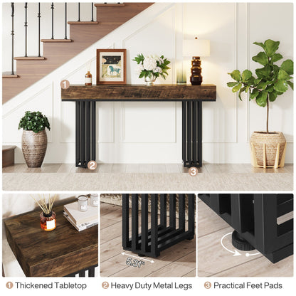 55-inch Console Table, Modern Entryway Table with Metal Legs Tribesigns