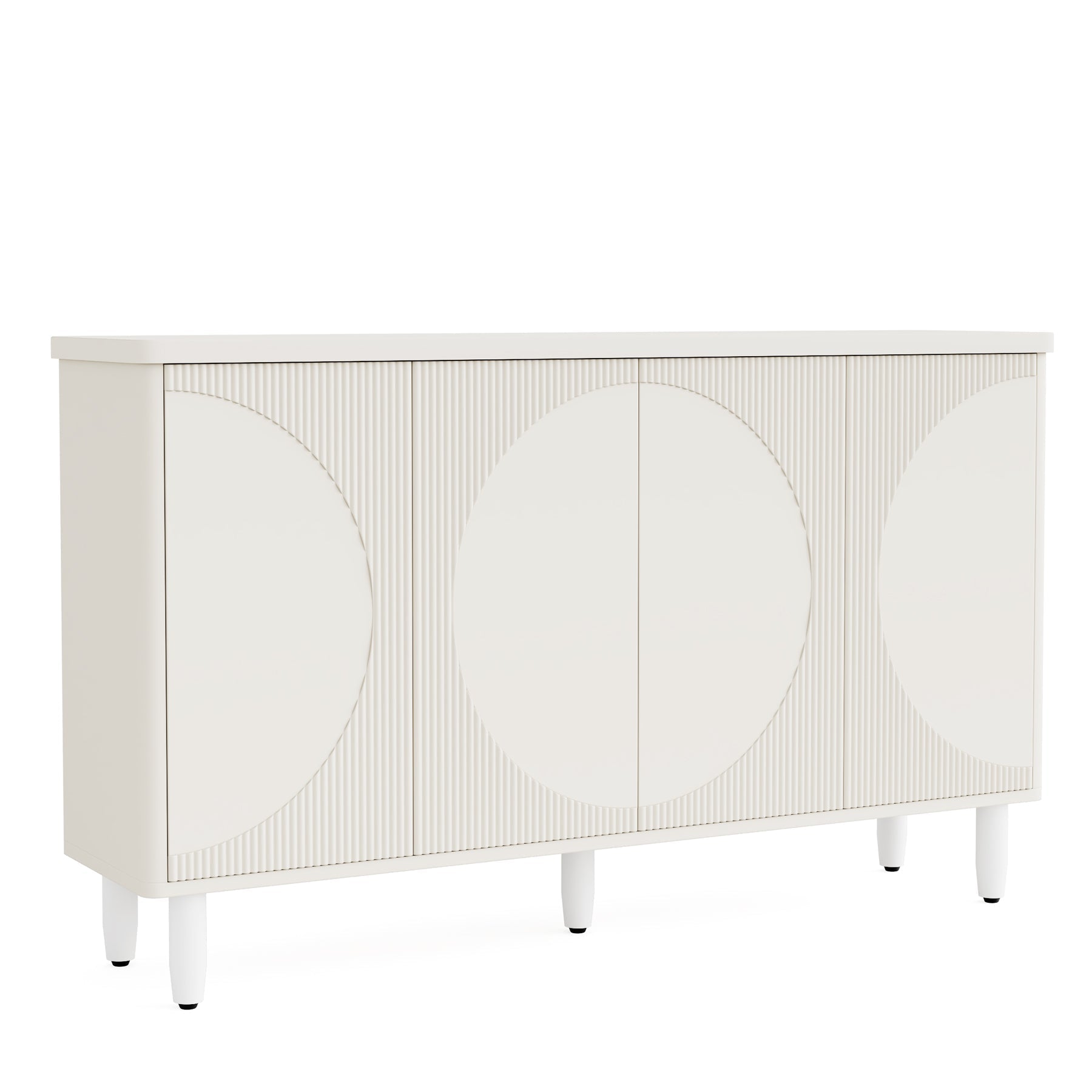 59.4" Sideboard Buffet, White Credenza Storage Cabinet with Doors Tribesigns