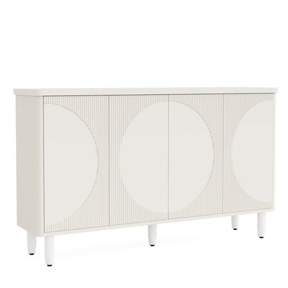 59.4" Sideboard Buffet, White Credenza Storage Cabinet with Doors Tribesigns