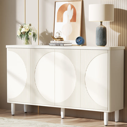 59.4" Sideboard Buffet, White Credenza Storage Cabinet with Doors Tribesigns