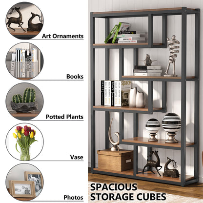 Tribesigns 5-Tier Industrial Bookshelf, Vintage Etagere Bookcase Tribesigns