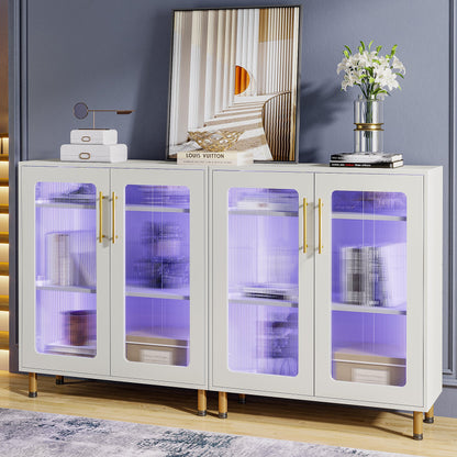 Modern Sideboard Buffet Storage Cabinet with LED Light & Acrylic Doors Tribesigns