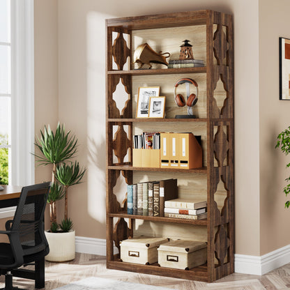 6-Tier Bookshelf, 70-Inch Wood Bookcase with Storage Shelves Tribesigns