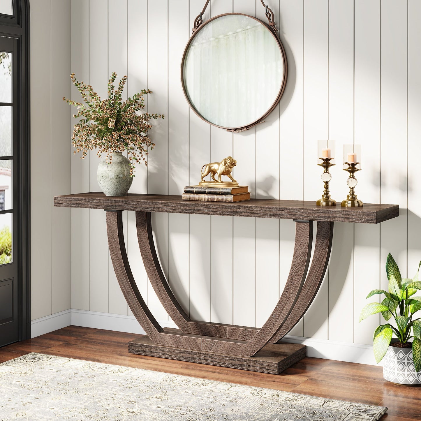 63" Farmhouse Console Table, 2 - Tier Entryway Sofa Table Tribesigns