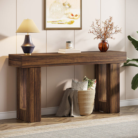 63 - Inch Console Table, Farmhouse Wooden Sofa Table Entryway Table Tribesigns