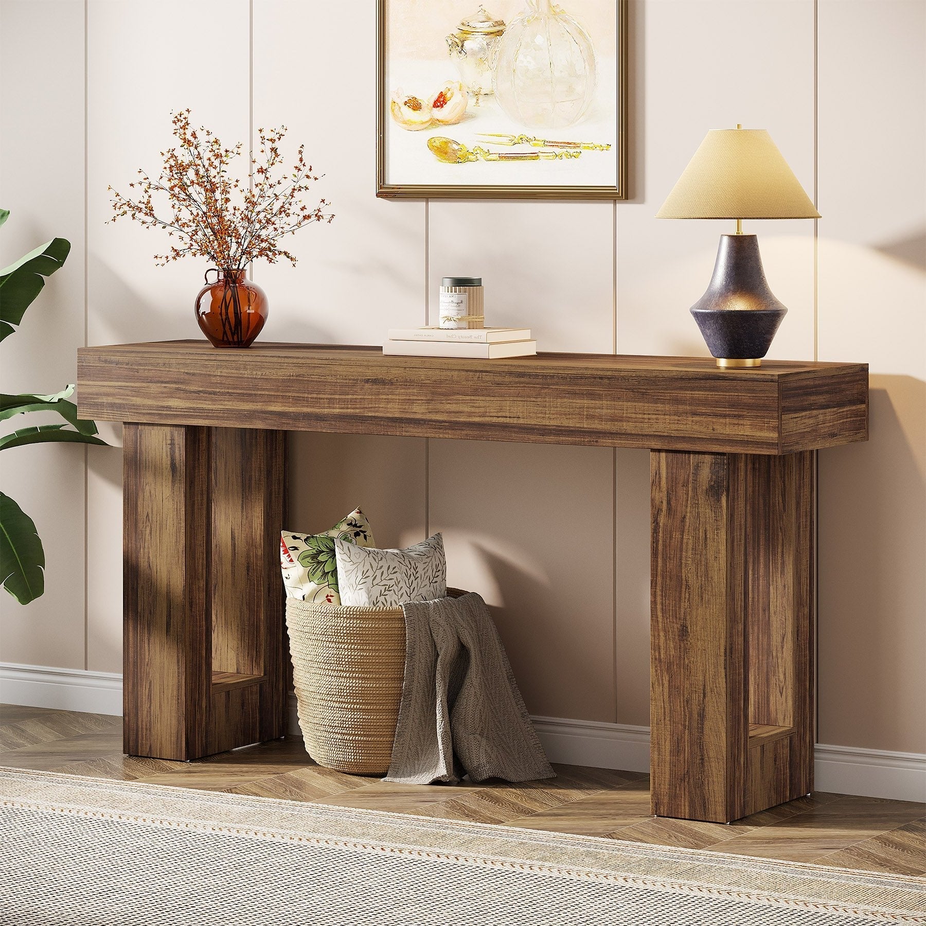 63 - Inch Console Table, Farmhouse Wooden Sofa Table Entryway Table Tribesigns