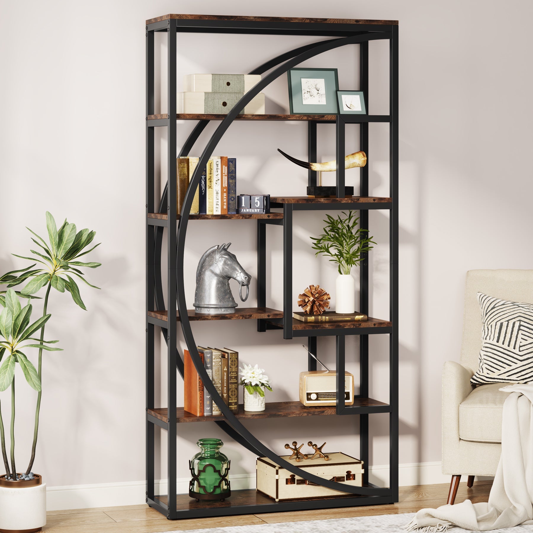 Tribesigns Bookshelf, Industrial Bookcase with 8 Open Storage Shelf Tribesigns