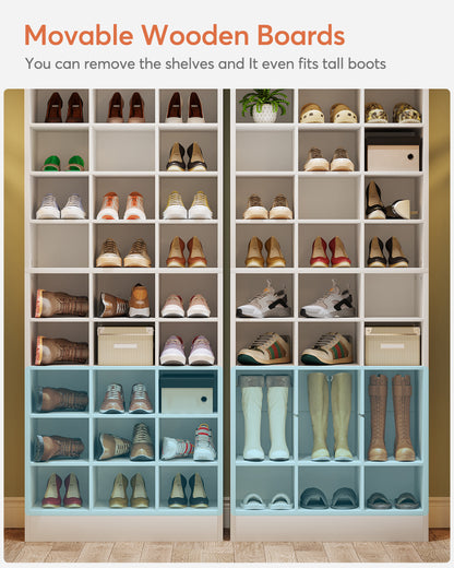 10-Tier Shoe Cabinet, Wooden Shoe Storage Rack with 30 Cubbies