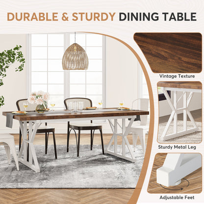 Wood Dining Table, Farmhouse 70.8" Kitchen Table for 6 People Tribesigns