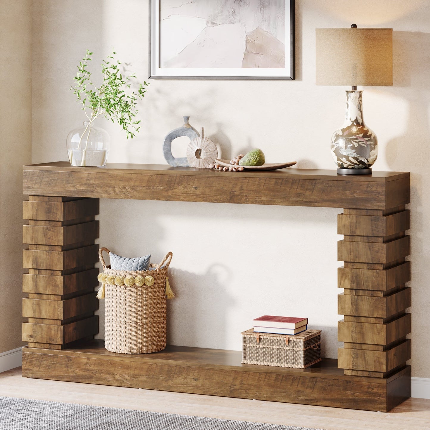 70.8" Console Table, Wood Rectangular Sofa Table Tribesigns