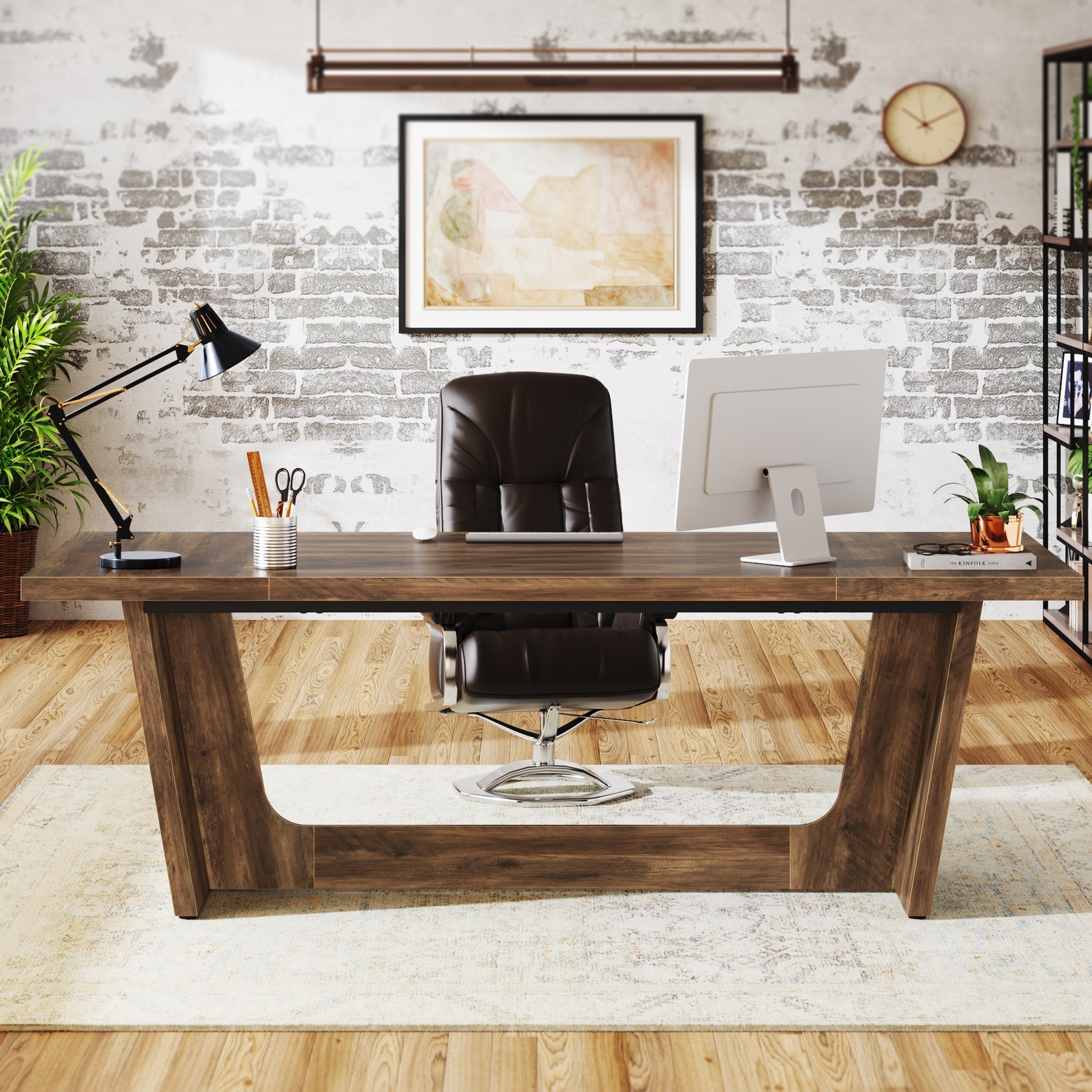 70.8 - Inch Executive Desk, Wood Study Computer Desk Writing Table Tribesigns