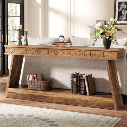 70.8" Sofa Table, Farmhouse Console Table Entryway Table with Storage Tribesigns