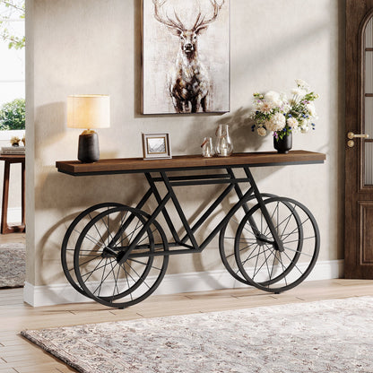 70.9" Console Table, Extra Long Sofa Table with Bicycle Base Tribesigns