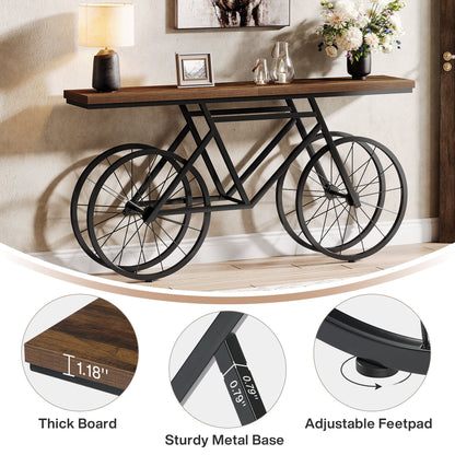 70.9" Console Table, Extra Long Sofa Table with Bicycle Base Tribesigns