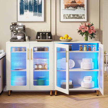 Modern Sideboard Buffet Storage Cabinet with LED Light & Acrylic Doors Tribesigns