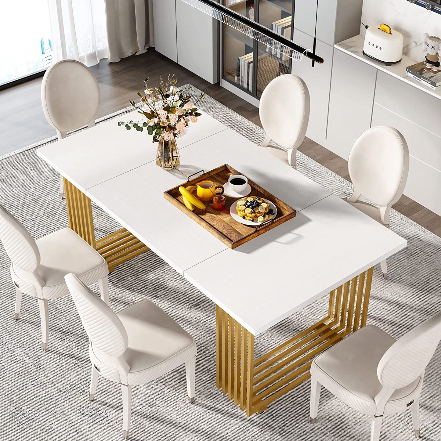 Modern Dining Table, 70.8 Inches Kitchen Table for 6-8 People Tribesigns