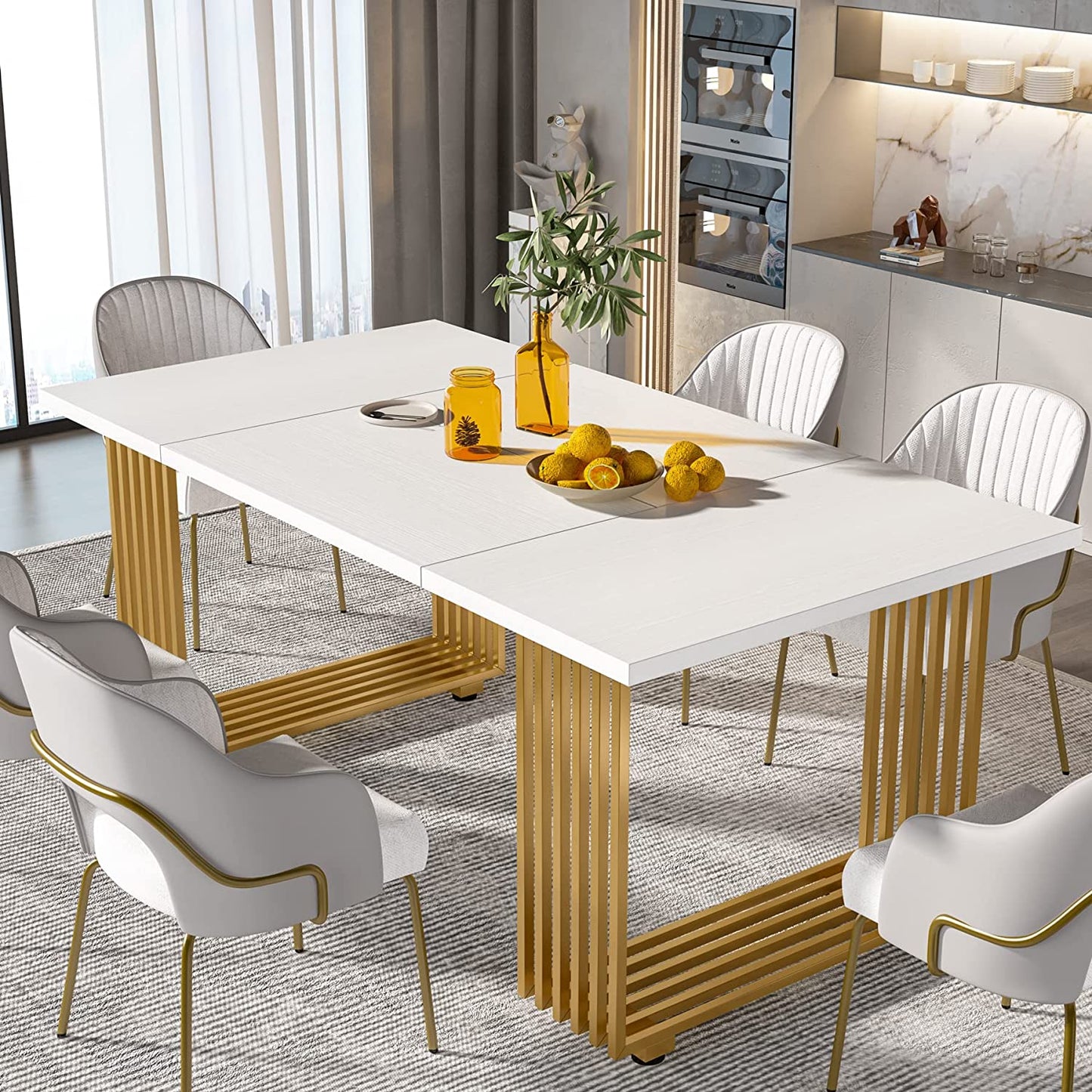 Modern Dining Table, 70.8 Inches Kitchen Table for 6-8 People Tribesigns