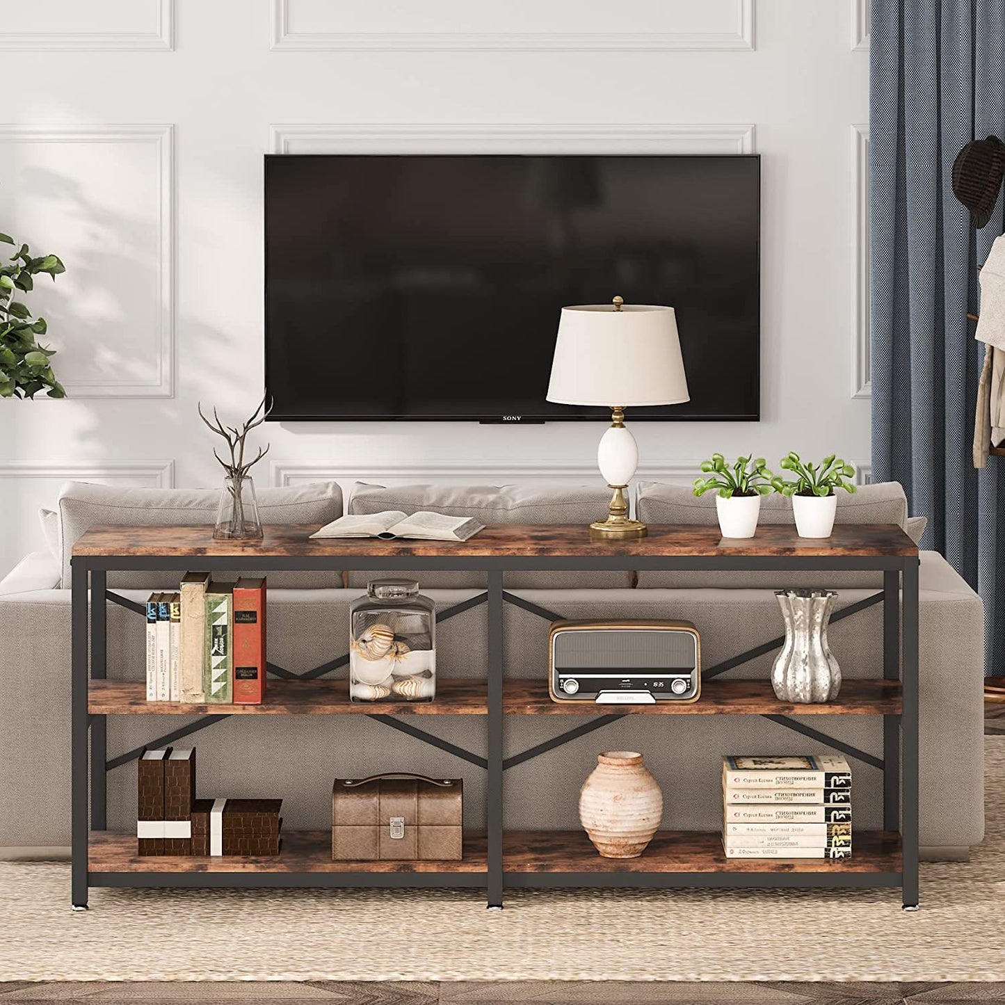 Console Table, 70.9 inch Long Sofa Table with Storage Shelves Tribesigns