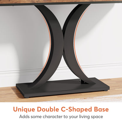 40" Console Table, Narrow Entryway Foyer Table with Geometric Base