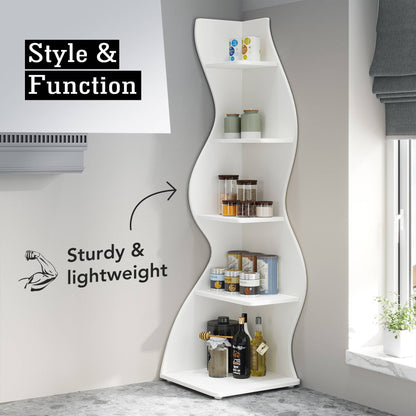 Tribesigns Corner Shelf, Modern 5-Tier Wall Corner Bookshelf Bookcase Tribesigns