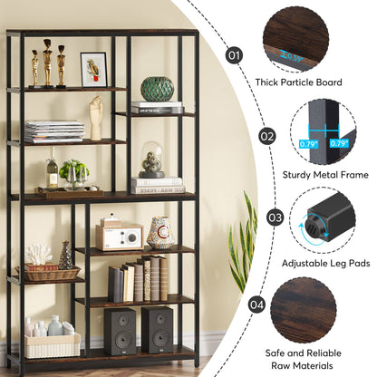 Tribesigns Bookshelf, 79 inches Tall Etagere, 8-Tier Staggered Bookcase Tribesigns