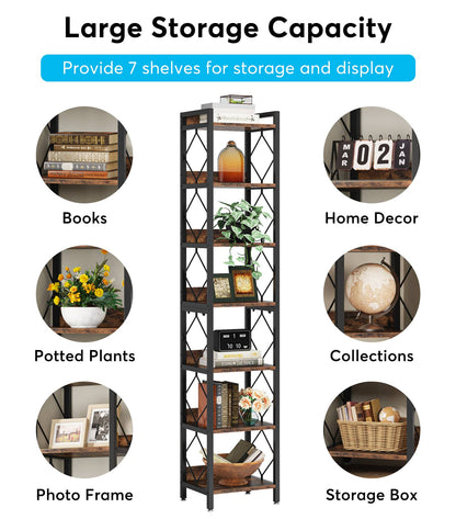 7-Tier Corner Shelf, 78.7" Narrow Bookshelf Corner Bookcase Tribesigns