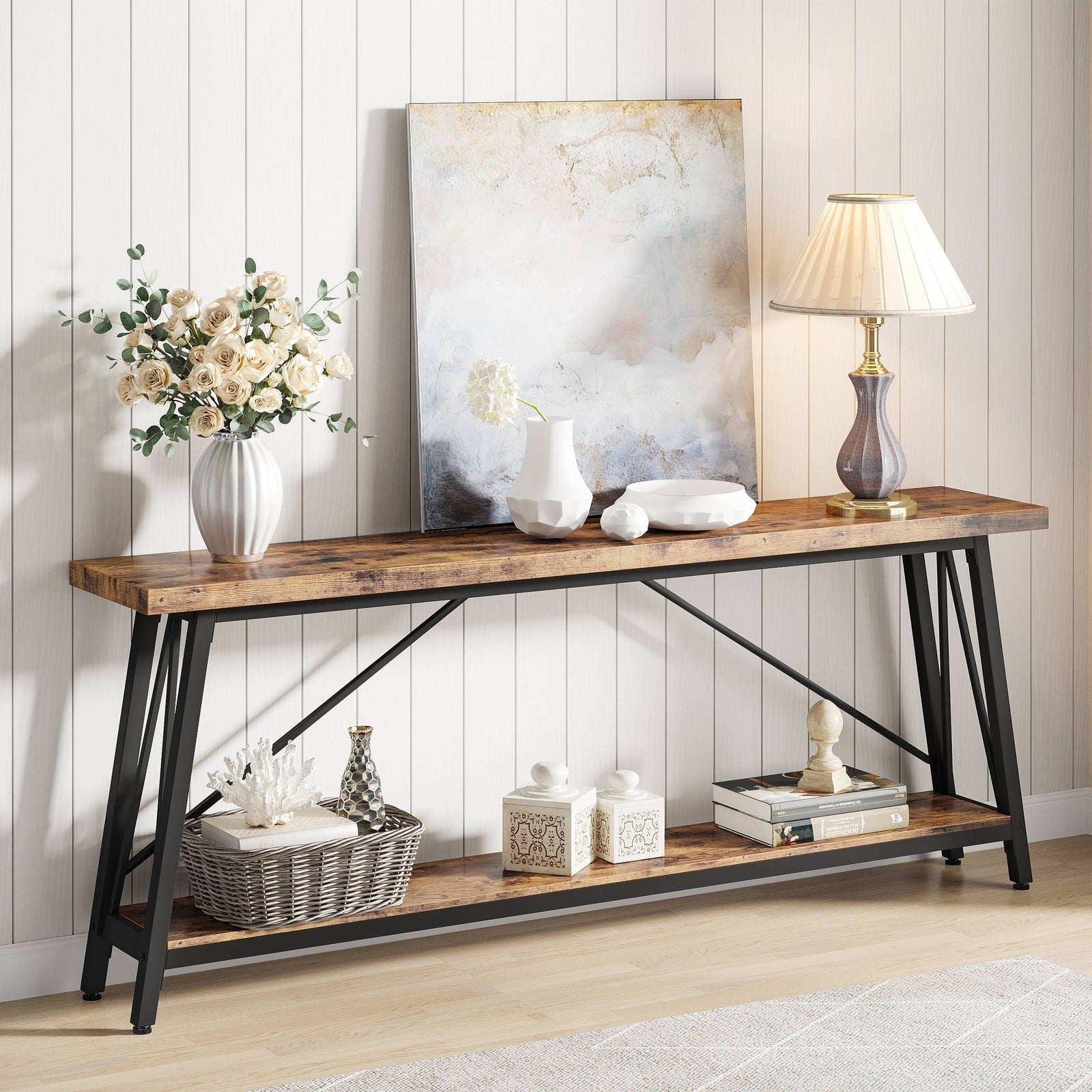 Console Table, 70.9 Inches Extra Long Sofa Table Behind Couch Tribesigns