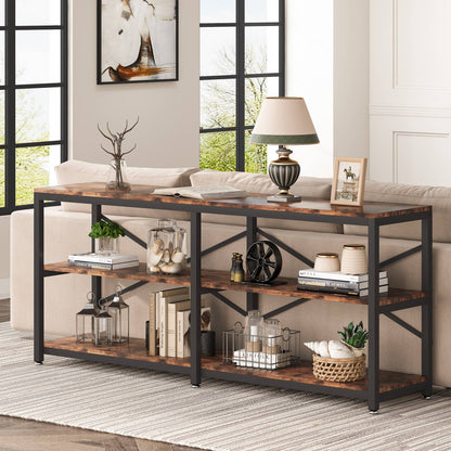 Console Table, 70.9 inch Long Sofa Table with Storage Shelves Tribesigns