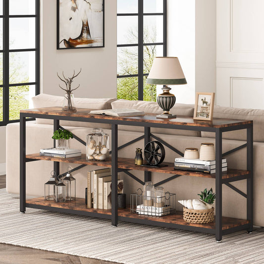 Console Table, 70.9 inch Long Sofa Table with Storage Shelves Tribesigns