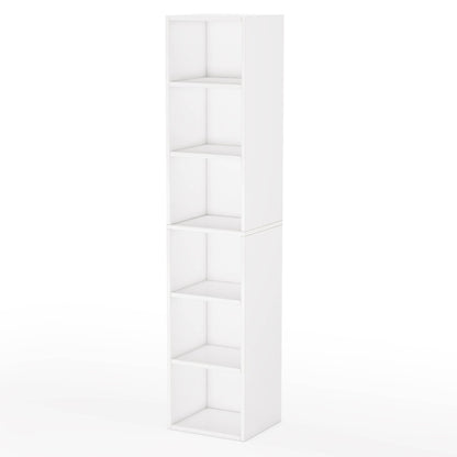 Tribesigns Corner Bookcase, Modern 6 Tier Narrow Cube Display Shelves, White Tribesigns