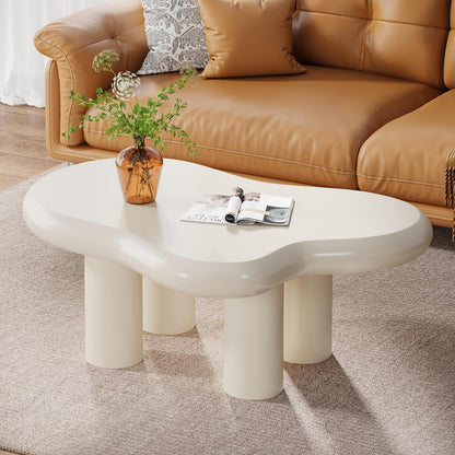 Cloud-Shaped Coffee Table, Modern Center Table with 4 Solid Legs Tribesigns