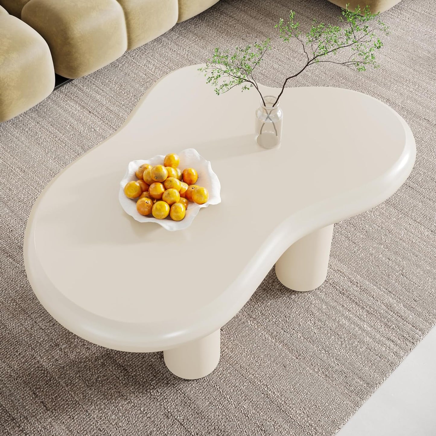 Cloud-Shaped Coffee Table, Modern Center Table with 4 Solid Legs Tribesigns