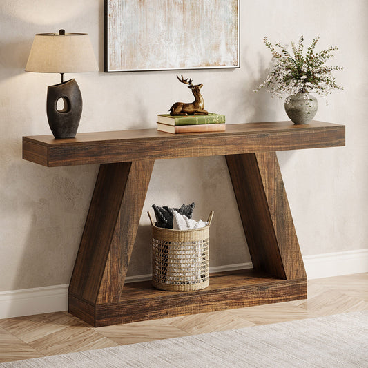 Farmhouse Console Table, 55" Sofa Table with Storage Tribesigns